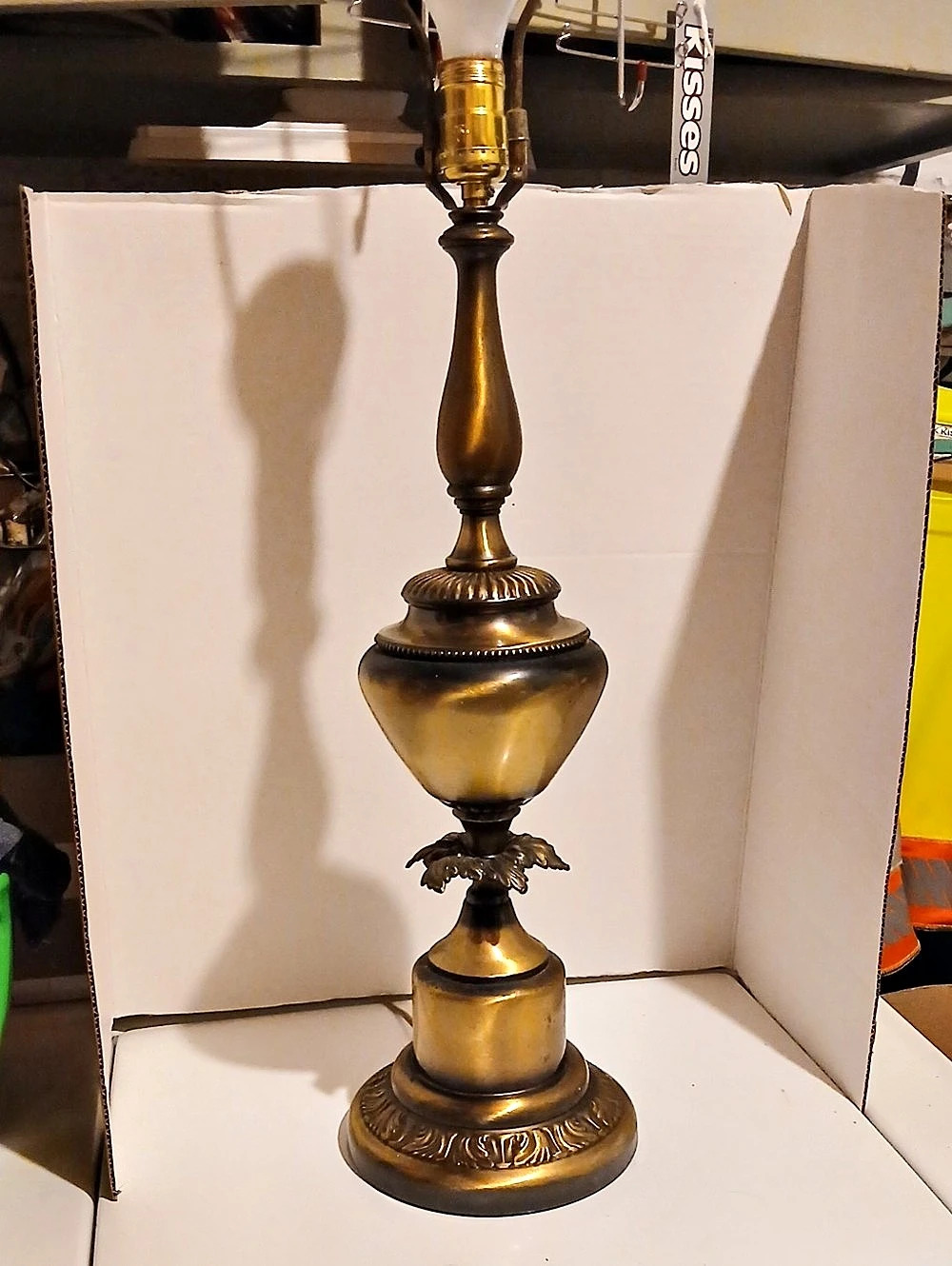 Vintage Stiffel Urn Brass Table Lamp Brown & Gold